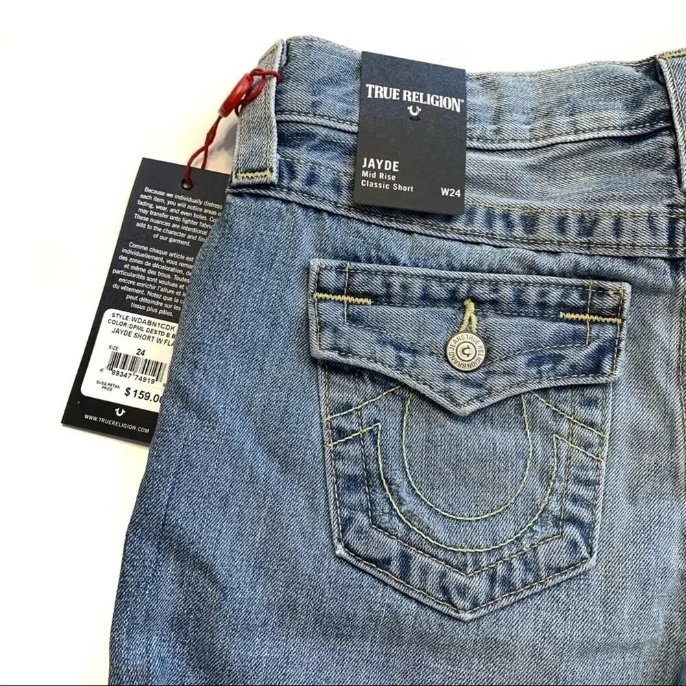 True Religion Jayde Distressed Denim Shorts 24